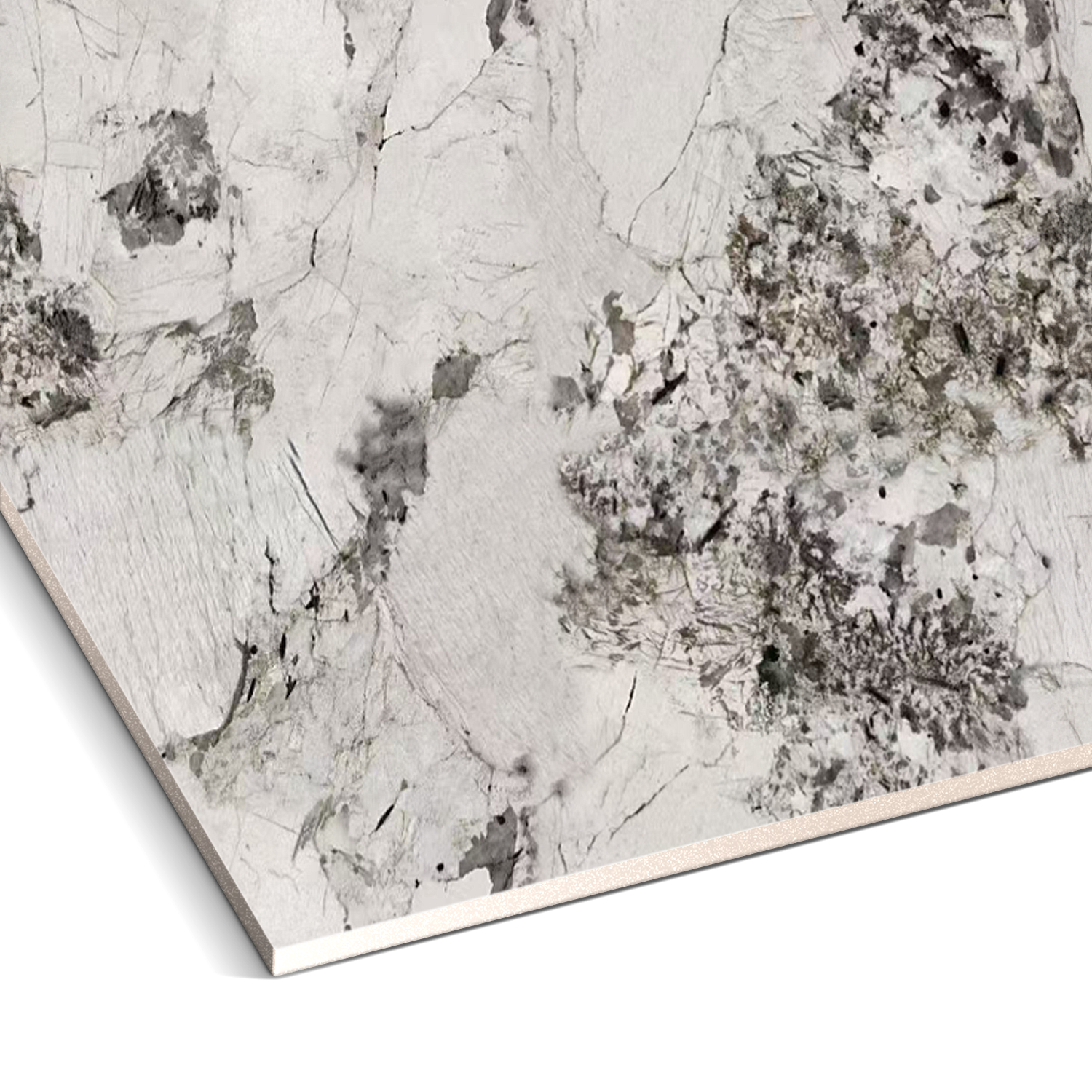 Close-up of a textured surface resembling abstract art with rough marbled patterns in black, gray, and white tones, ideal for modern interiors. It offers luxurious aesthetics similar to Landmark Decors Winter Moss Marble Durable PVC Wall panels.