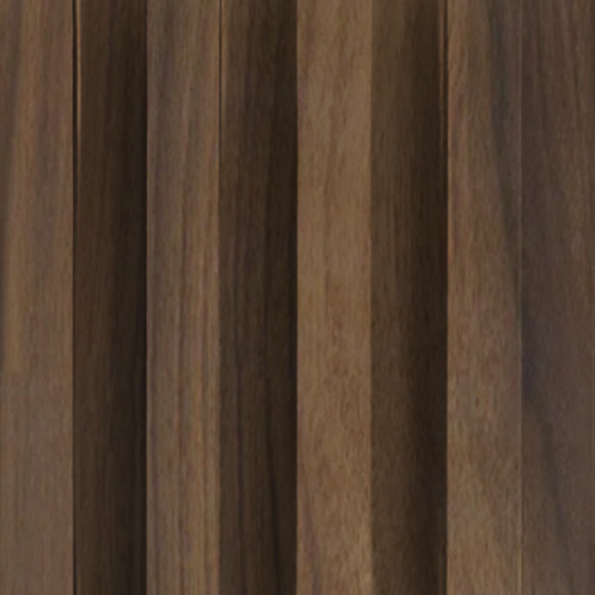 The Landmark Decor Dark Walnut Wood Texture WPC Fluted Slat Wall Panel features evenly spaced vertical slats with a smooth finish in varying brown shades, making it a stunning accent wall.