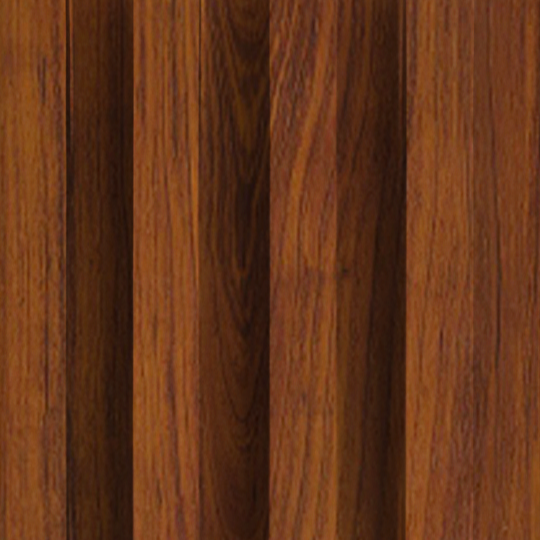The Red-Brown Fir Wood Texture WPC Fluted Slat Wall Panel by Landmark Decor showcases vertical planks in varying brown shades with rich wood grain patterns, ideal for accent walls or elegant wall cladding.